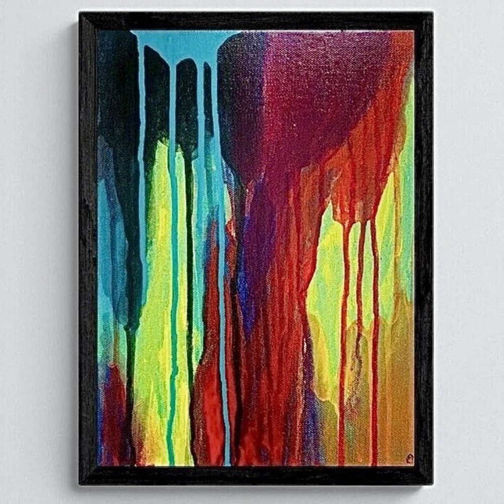 Colorful Abstract Painting, Modern Artwork, Handmade Home Wall Decor 11"x14"